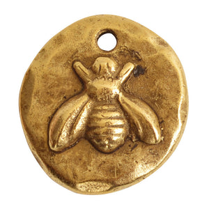 Nunn Design-Pewter-18mm Round Organic Bee-Small Charm-Antique Gold