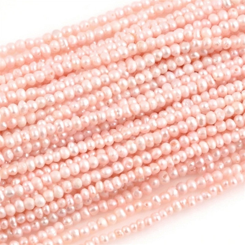Pearl-2mm Tiny Freshwater Pearl-Baby Pink-15 Inch Strand