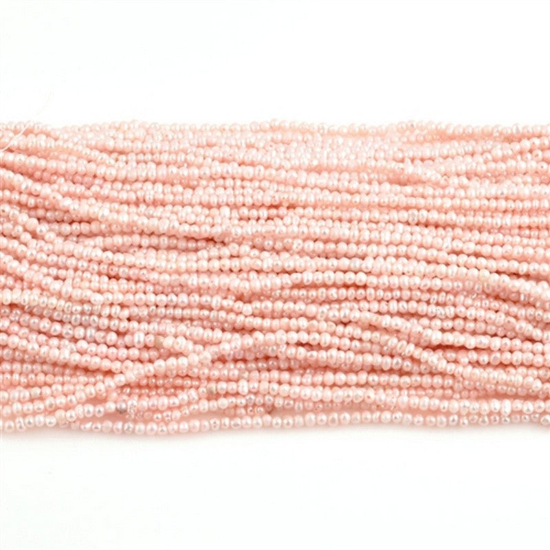Pearl-2mm Tiny Freshwater Pearl-Baby Pink-15 Inch Strand