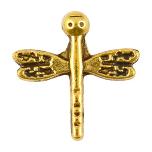Pewter-13mm Dragonfly Bead-Small-Antique Gold-Quantity 5