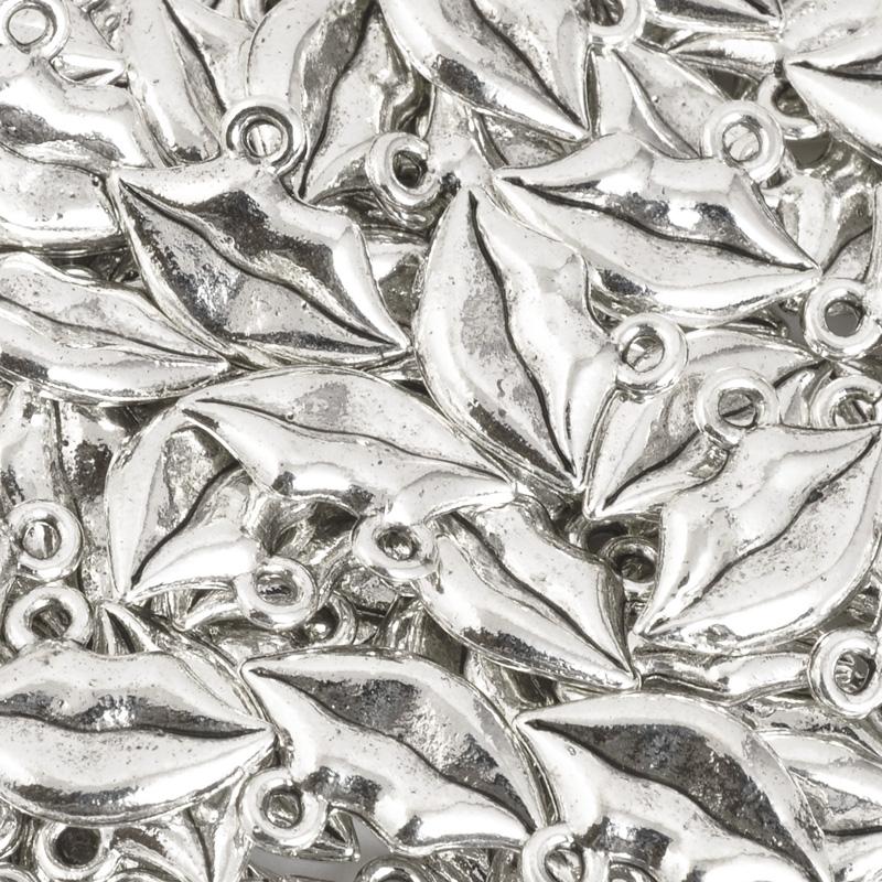 Pewter-13x15mm Lips Charm-Antique Silver-Quantity 1