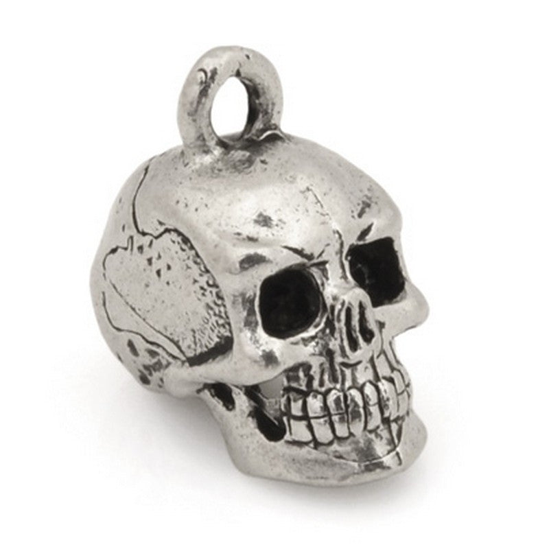 Pewter-17x8mm Pewter Skull Head Charm-3 Dimensional-Antique Silver