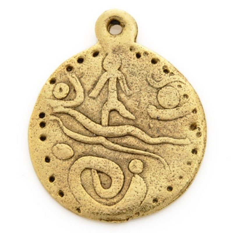 Pewter-18mm Ancient Disc With Cross Pendant-Antique Gold-Quantity 1