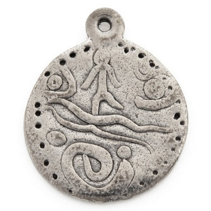 Pewter-18mm Ancient Disc With Cross Pendant-Antique Silver-Quantity 1
