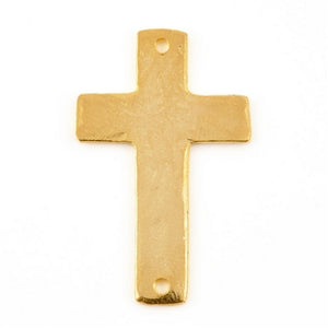 Pewter-34x21mm Cross Connector-Two Hole-Matte Gold-Quantity 1