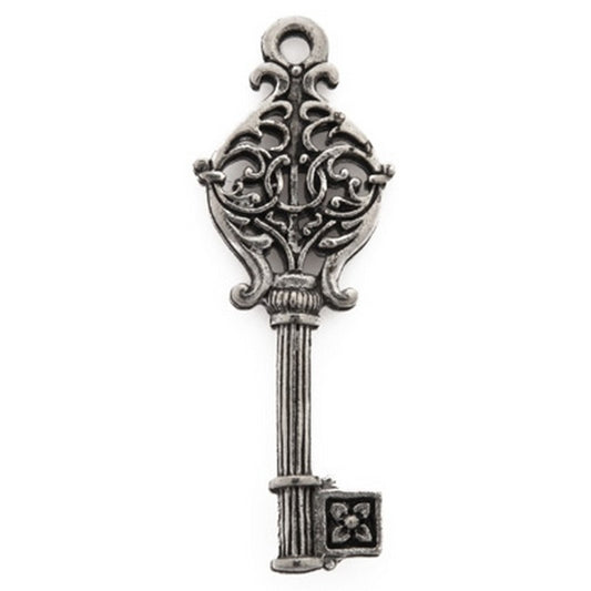 Pewter-36x10mm Ornate Key Charm-Antique Silver-Quantity 1