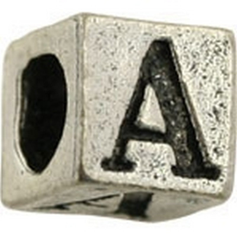 Pewter-5.5mm Block Letter A-Bead-Antique Silver - Tamara Scott Designs