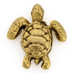 Pewter-9x14mm Turtle Bead-Antique Gold-Quantity 1