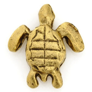 Pewter-9x14mm Turtle Bead-Antique Gold-Quantity 1