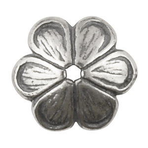 Pewter Findings-Bead Cap-9mm Flower-6 Petal-Antique Silver-Quantity 1