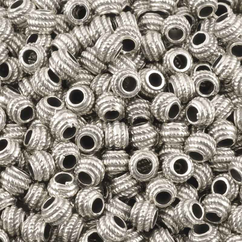 Casting Beads-5mm Tiny Rope Spacer-Antique Silver-Quantity 5