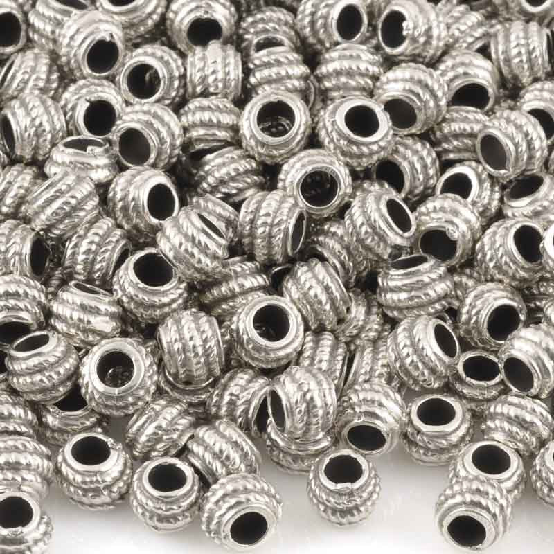 Casting Beads-5mm Tiny Rope Spacer-Antique Silver-Quantity 5