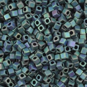 Seed Beads-1.8mm Cube-2064 Matte Metallic Blue Green-Miyuki-7 Grams
