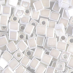 Seed Beads-1.8mm Cube-420 White Pearl Ceylon