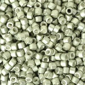 Seed Beads-11/0 Delica-1181 Galvanized Silver Frosted Aloe-Miyuki-7 Grams