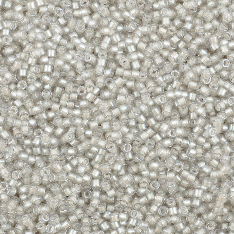 Seed Beads-11/0 Delica-1711 Pearl Lined Grey Mist AB-Miyuki-7 Grams