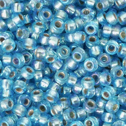 Seed Beads-15/0 Round-1018 Silver Lined Aqua AB-Miyuki-16 Grams