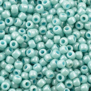 Toho Demi Round Seed Beads, Thin 8/0 (3mm) size, 7.4 Grams, #204 Gold Lustered Montana Blue