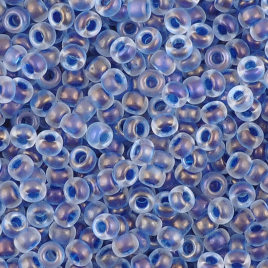 Seed Beads-11/0 Round-1928 Semi-Frosted Blue Lined Crystal-Miyuki-16 Grams