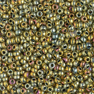 Seed Beads-15/0 Round-1986 24kt Gold Green Gold Iris-Miyuki