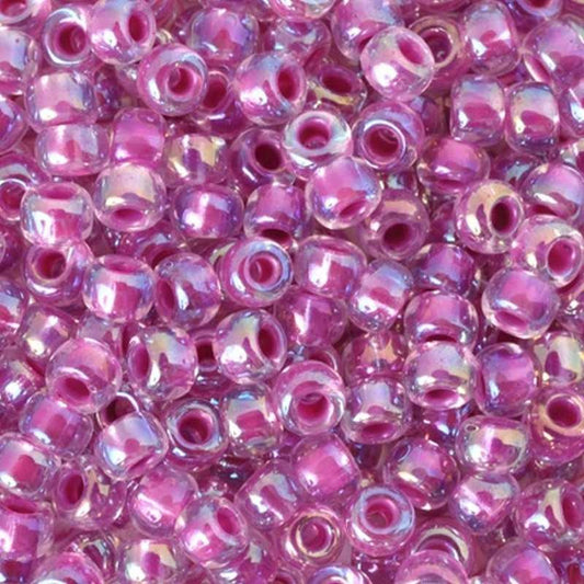 Seed Beads-11/0 Round-264 Lined Magenta AB-Miyuki-16 Grams