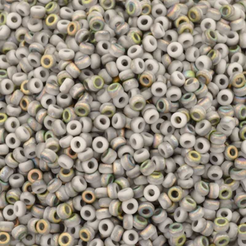 Seed Beads-15/0 Round-402F White Opaque Matte Vitrail-Miyuki