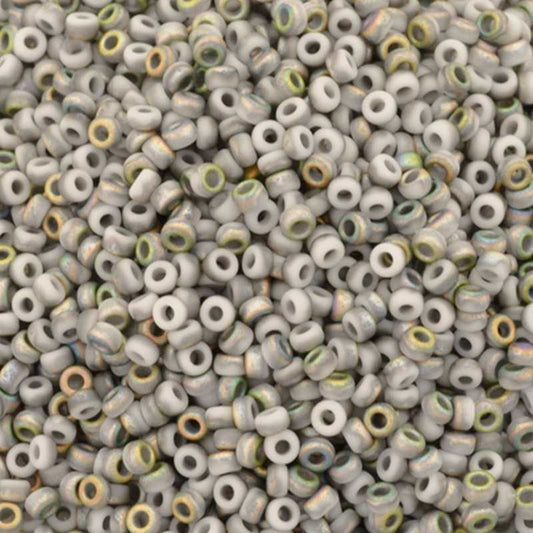 Seed Beads-15/0 Round-402F White Opaque Matte Vitrail-Miyuki