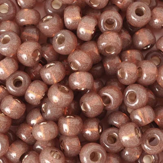 Seed Beads-15/0 Round-641 Silver Lined Rose Bronze Alabaster-Miyuki-16 Grams