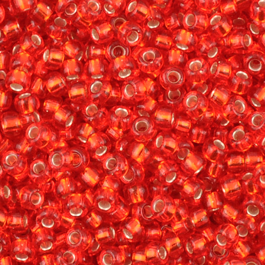 Seed Beads-11/0 Round-910 Silver Lined Flame Red-Miyuki-16 Grams