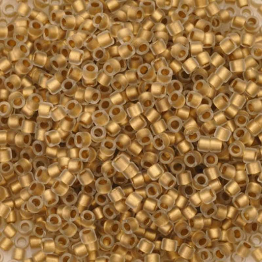 Seed Beads-1.8mm Treasure-989F Frosted Gold Lined Crystal-Toho-7 Grams