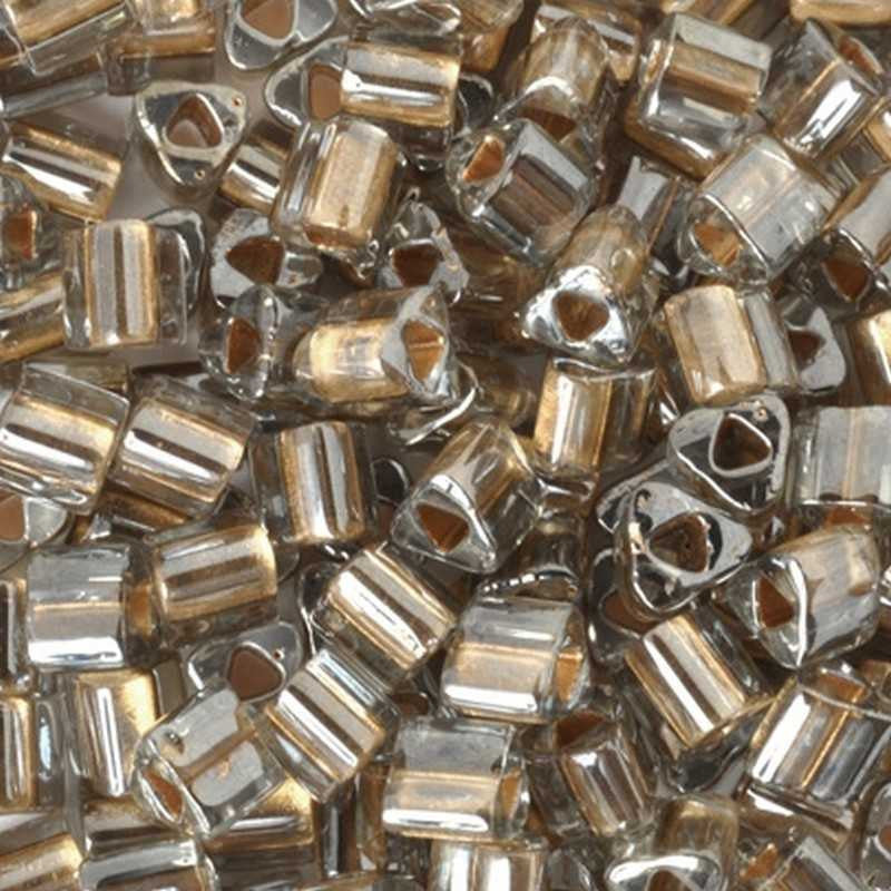 Seed Beads-11/0 Triangle-993 Gold Lined Black Diamond-Toho-7 Grams