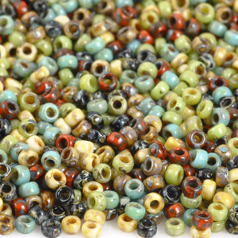 Seed Beads-15/0 Round-011 Hybrid Mix Opaque Picasso