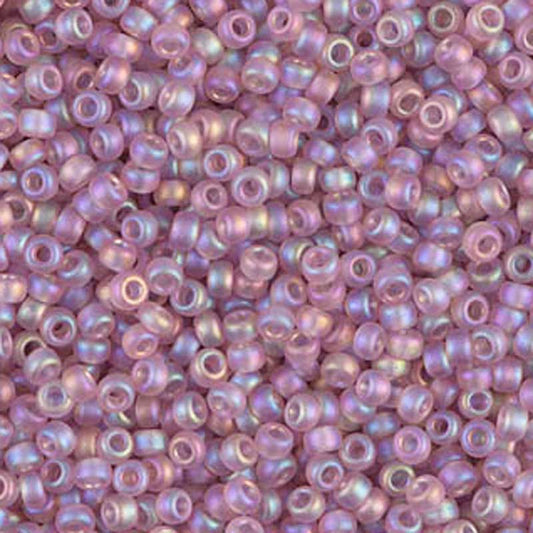 Seed Beads-15/0 Round-142FR Matte Transparent Smoky Amethyst AB-Miyuki