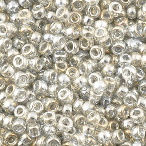 Seed Beads-15/0 Round-1881 Silver Grey Gold Luster-Miyuki-7 Grams