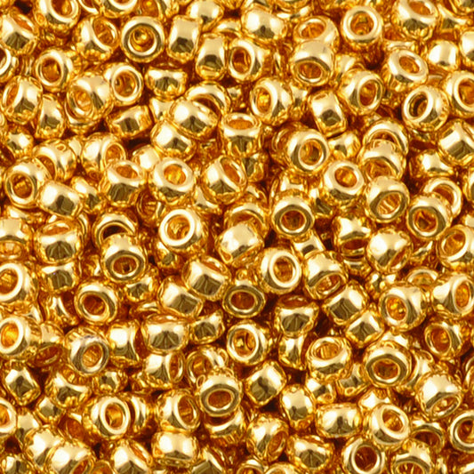 Seed Beads-15/0 Round-191 24Kt Gold Plated-Miyuki-7 Grams