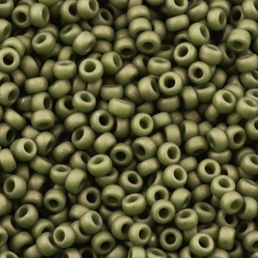 Seed Beads-15/0 Round-2318 Matte Opaque Olive-Miyuki-7 Grams