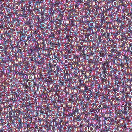 Seed Beads-15/0 Round-340 Hot Pink Lined Aqua AB