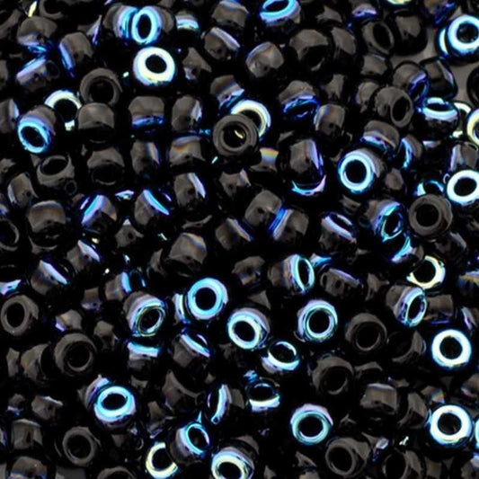 Seed Beads-15/0 Round-401 Black AB-Miyuki-7 Grams