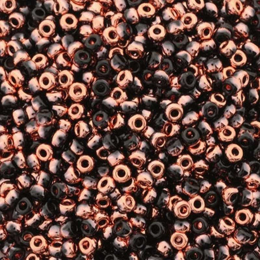 Seed Beads-15/0 Round-401 Black Capri Gold-Miyuki-7 Grams
