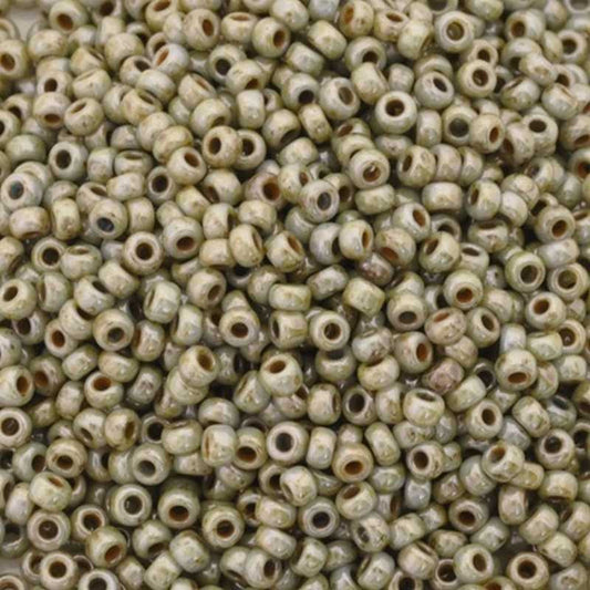 Seed Beads-15/0 Round-402 White Opaque Blue Luster-Miyuki-7 Grams