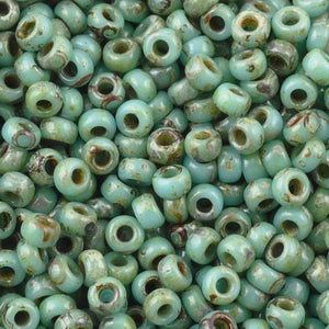 Seed Beads-11/0 Round-4514 Opaque Turquoise Blue Picasso-Miyuki