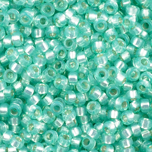 Seed Beads-15/0 Round-571 Dyed Sea Green Silverlined Alabaster-Miyuki-7 Grams