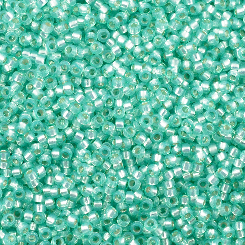 Seed Beads-15/0 Round-571 Dyed Sea Green Silverlined Alabaster-Miyuki-7 Grams