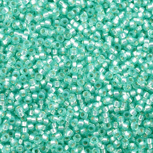 Seed Beads-15/0 Round-571 Dyed Sea Green Silverlined Alabaster-Miyuki-7 Grams