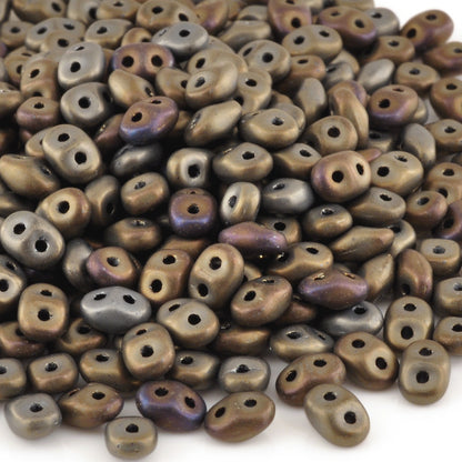 Seed Beads-2.5x5mm Superduo-226 Jet Bronze Iris Matte-Czech-7 Grams