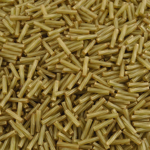 Seed Beads-2.7x12mm Twisted Bugle-1265 Gold Antiqued Matte Transparent Chartreuse-Miyuki-10 Grams