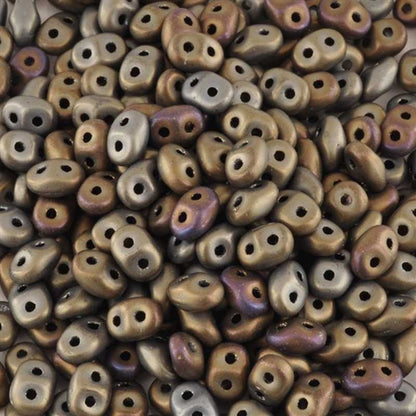 Seed Beads-2.5x5mm Superduo-226 Jet Bronze Iris Matte-Czech-7 Grams