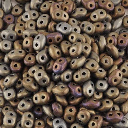 Seed Beads-2.5x5mm Superduo-226 Jet Bronze Iris Matte-Czech-7 Grams