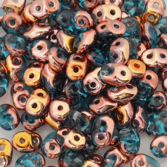 Seed Beads-2.5x5mm Superduo-227 Aqua Capri Gold-Czech-7 Grams