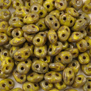 Seed Beads-2.5x5mm Superduo-230 Lemon Picasso-Czech-7 Grams